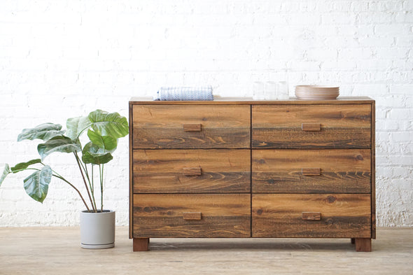 Natural solid wood dresser or storage chest. Furniture for home storage. Solid wood drawers. Handcrafted in the USA. Heirloom quality. Sustainably sourced.