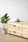 Natural solid wood low dresser or storage chest. Furniture for home storage. Solid wood drawers. Handcrafted in the USA. Heirloom quality.