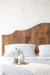 Natural solid wood headboard. Americana design. Rustic antique inspired. Handcrafted in the USA. Heirloom quality furniture.
