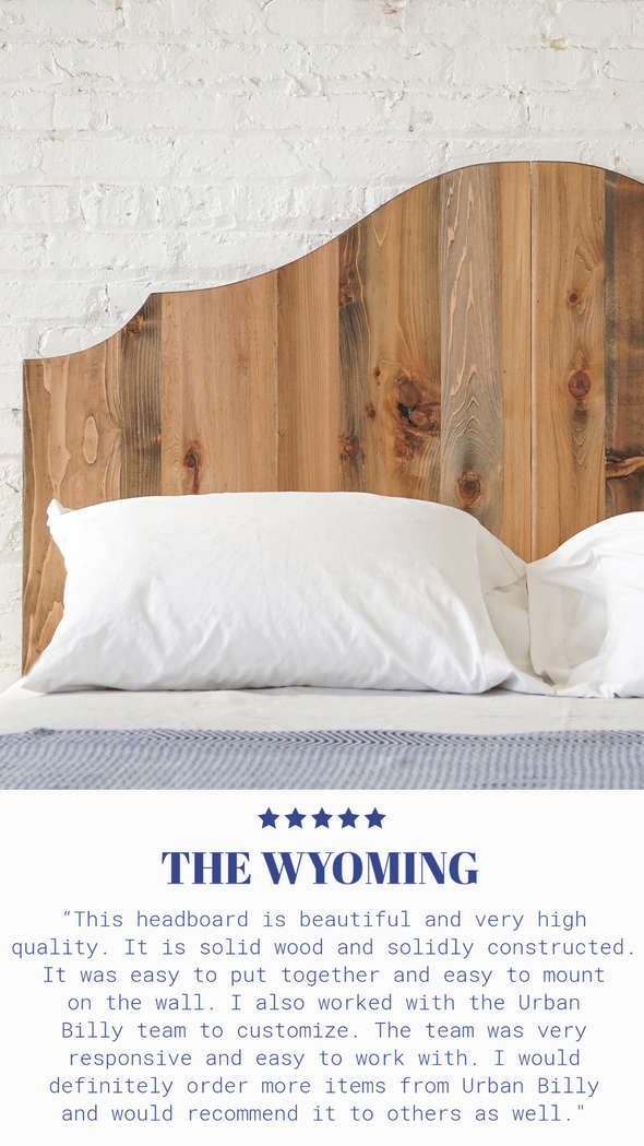 Positive customer review for the Wyoming headboard. Natural solid wood headboard. Americana design. Rustic antique inspired. Handcrafted in the USA. Heirloom quality furniture. 