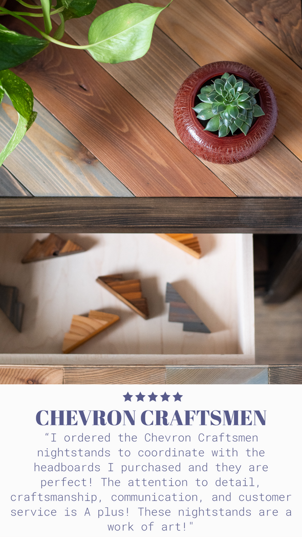 Rustic Chevron Craftsmen End Table - Handmade in USA