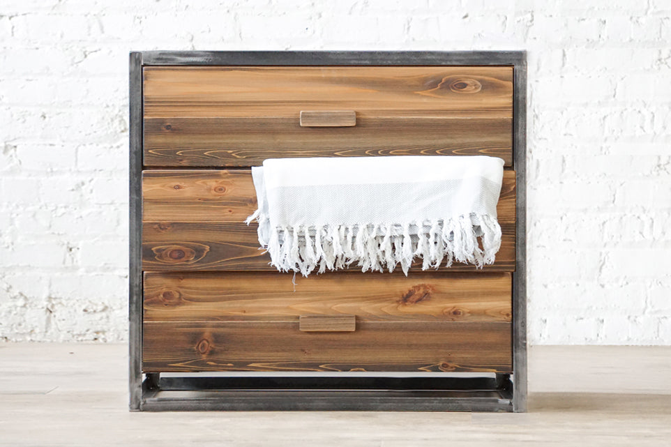 Smith & Forester Dresser - Rustic Iron and Solid Wood Drawers - Metal Industrial Furniture