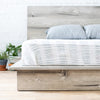 Natural solid wood platform bed frame. Modern, rustic design. Made in the USA. Sustainably sourced materials. 