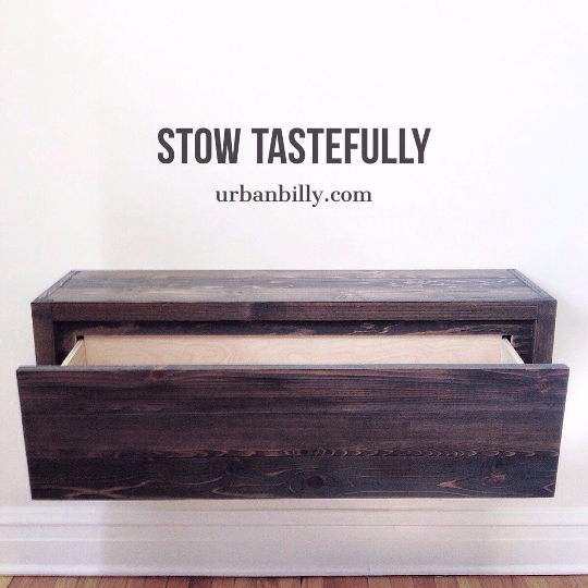 Floating Entry Table / Wide Drawer - Made in USA - Rustic Modern Design