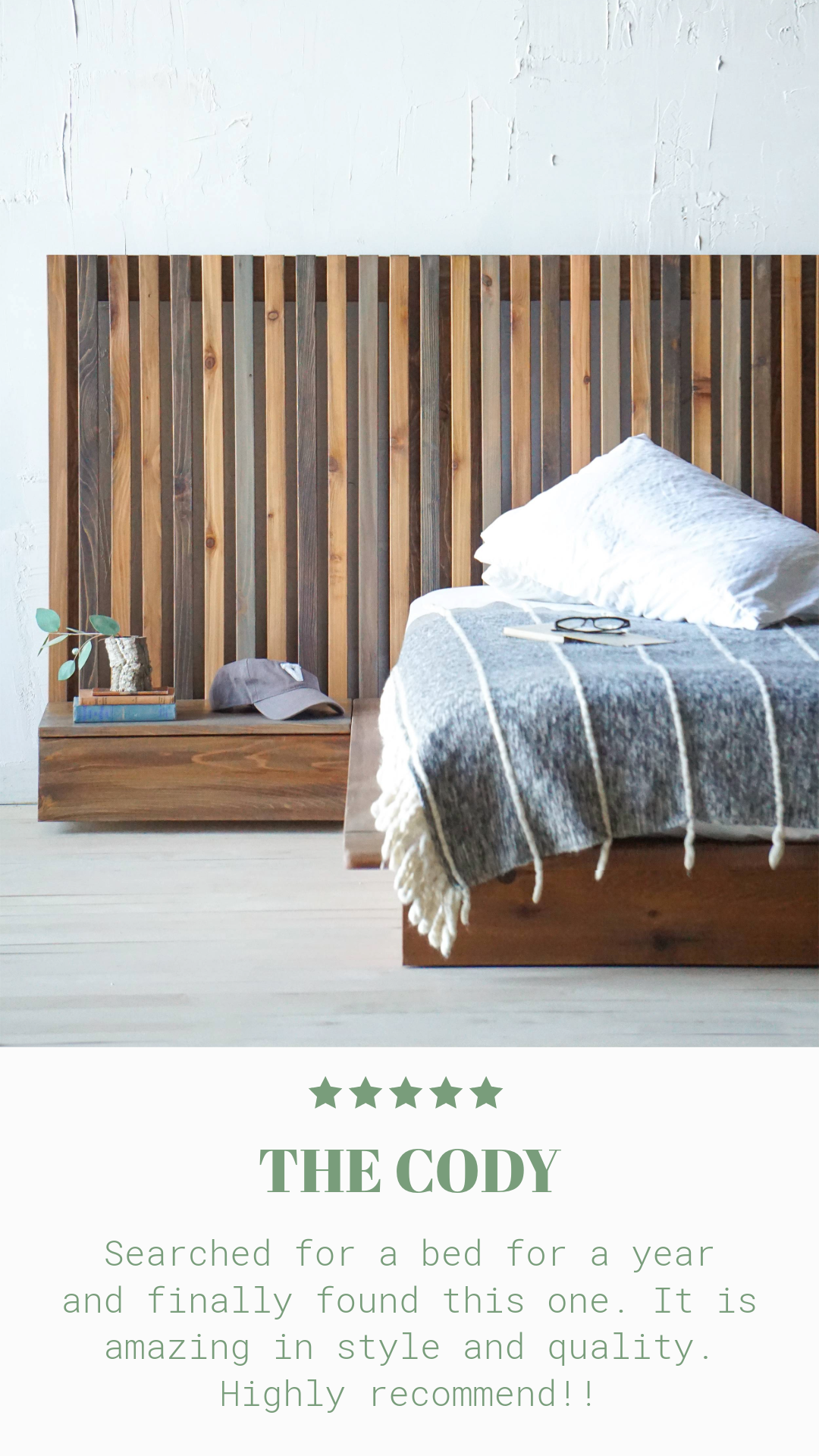 The Cody - Platform Bed Frame - Extended Headboard - Made in USA ...