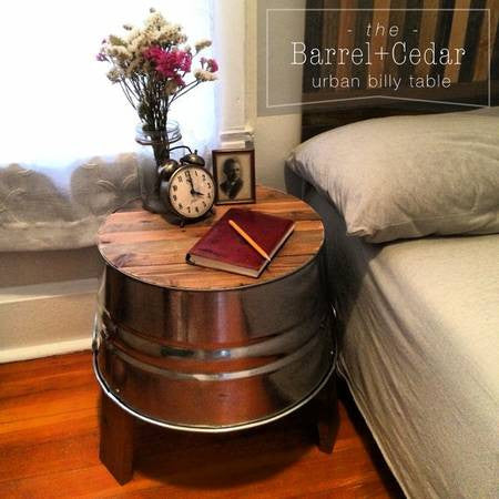 Barrel & Cedar Rustic End Table / Bedside Table - Barn Style