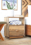 Natural solid wood end table or nightstand with shelf and drawer for storage. Handcrafted in the USA.