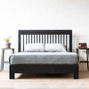 Platform bed frame and headboard set. Made of natural solid wood. Handcrafted in the USA. Heirloom quality furniture. Sustainably sourced materials. Refined rustic design. 