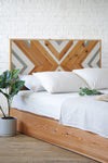 Natural solid wood headboard or bed board. Platform bed frame. Artistic. Unique. Eclectic design. Handcrafted in the USA. Heirloom quality. Sustainably sourced materials.