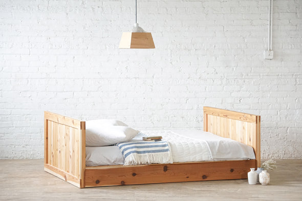 American made furniture. Daybed. Platform bed frame. Headboard. Natural solid wood. Refined rustic. Modern. Boho. Farmhouse. Mountain cabin. Cottage style. Heirloom quality. Sustainably sourced materials. Outdoors inspired. Antique inspired. Bedroom furniture. Oak. Cedar. Pine.