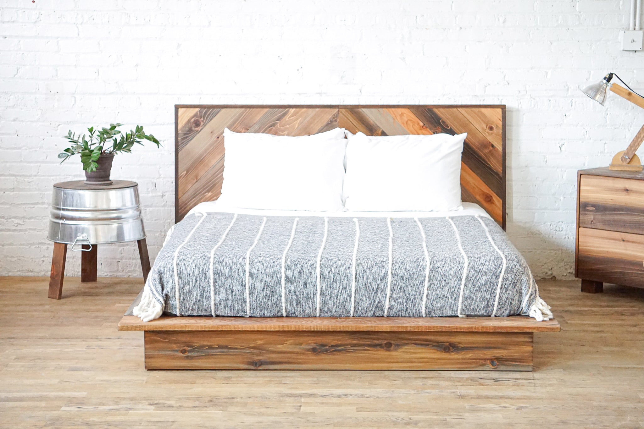 The Chevron Low Pro Bed Frame - Modern Rustic - Organic - Handmade in USA
