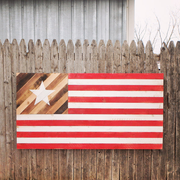 The Native Flag - Large Rustic Wood American Flag Headboard / Wall Decor - Handmade in USA