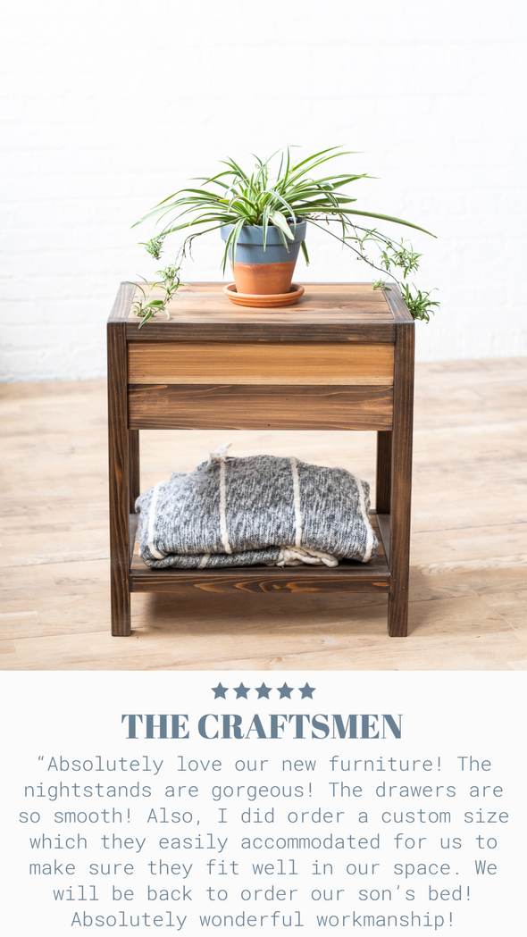 The Craftsmen - Barn Wood Style Bedside Table / End Table - Handmade in USA